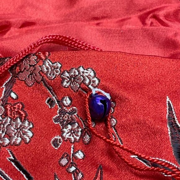 Oriental Design Eyeglasses Necklace/Case - Red w/Tassel & Purple Hook Bell - GUC - Picture 2 of 5